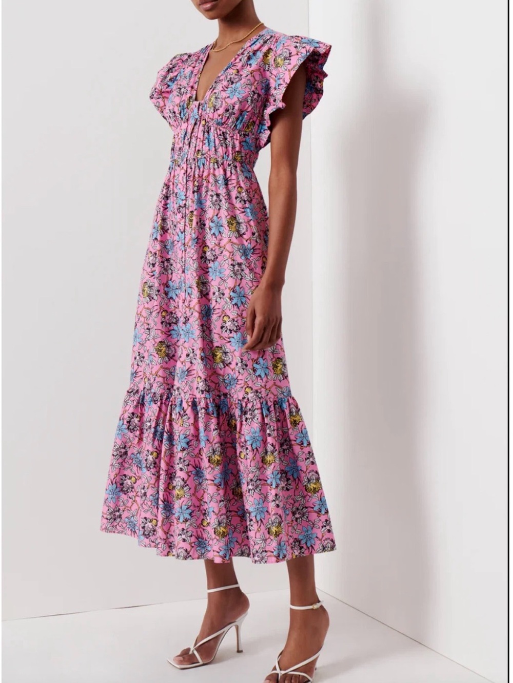 NEW Derek Lam Greta Ruffle Sleeve Dress - Pink Multi size 2  #975 Nordstrom
